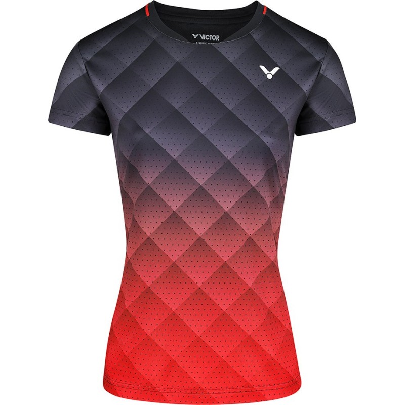 Victor T-shirt T-14100 C Women Black Red